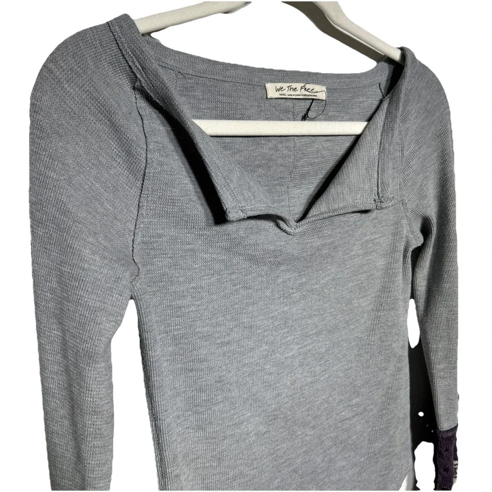 Free People Cozy Craft Cuff Knit Sleeve Top Heather Gray Women's Size Small NWOT